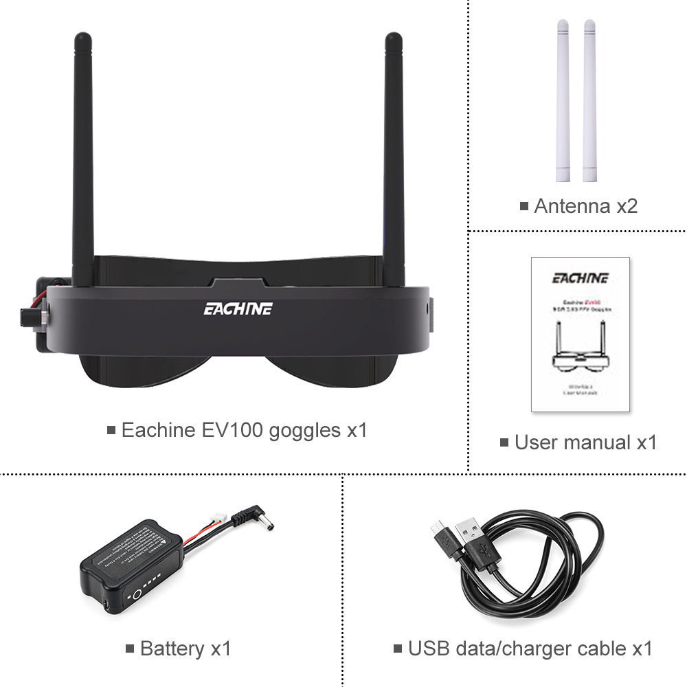 Eachine EV100 720*540 5.8G 72C - Fpv Drone Goggles บทวิจารณ์และราคา