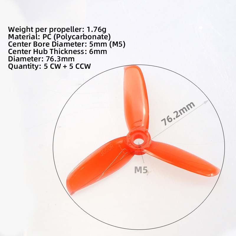 ใบพัดขนาด 3 นิ้ว 3050 จำนวน 5  - Fpv Drone Propeller บทวิจารณ์และราคา